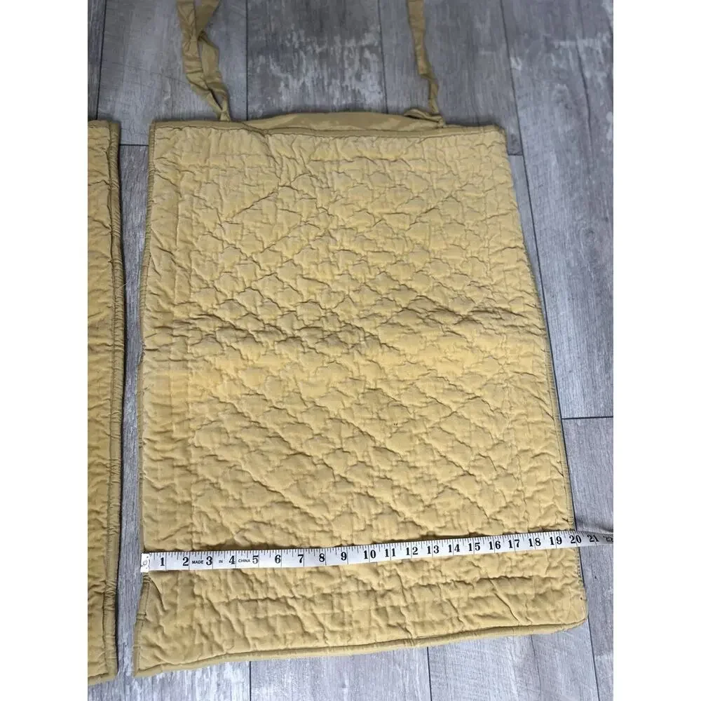 Pottery Barn Gold Quilted Silk Cotton Standard Pillow Shams Set of 2 Tie Country